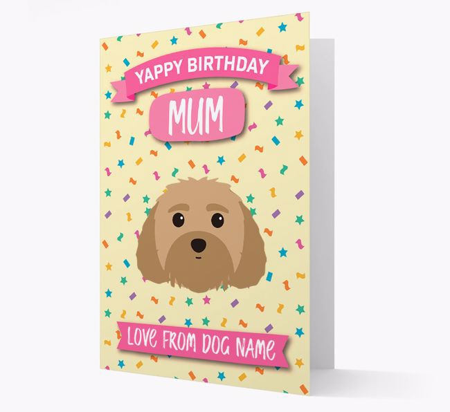 Personalised Card 'Yappy Birthday Mum' with {breedCommonName} Icon